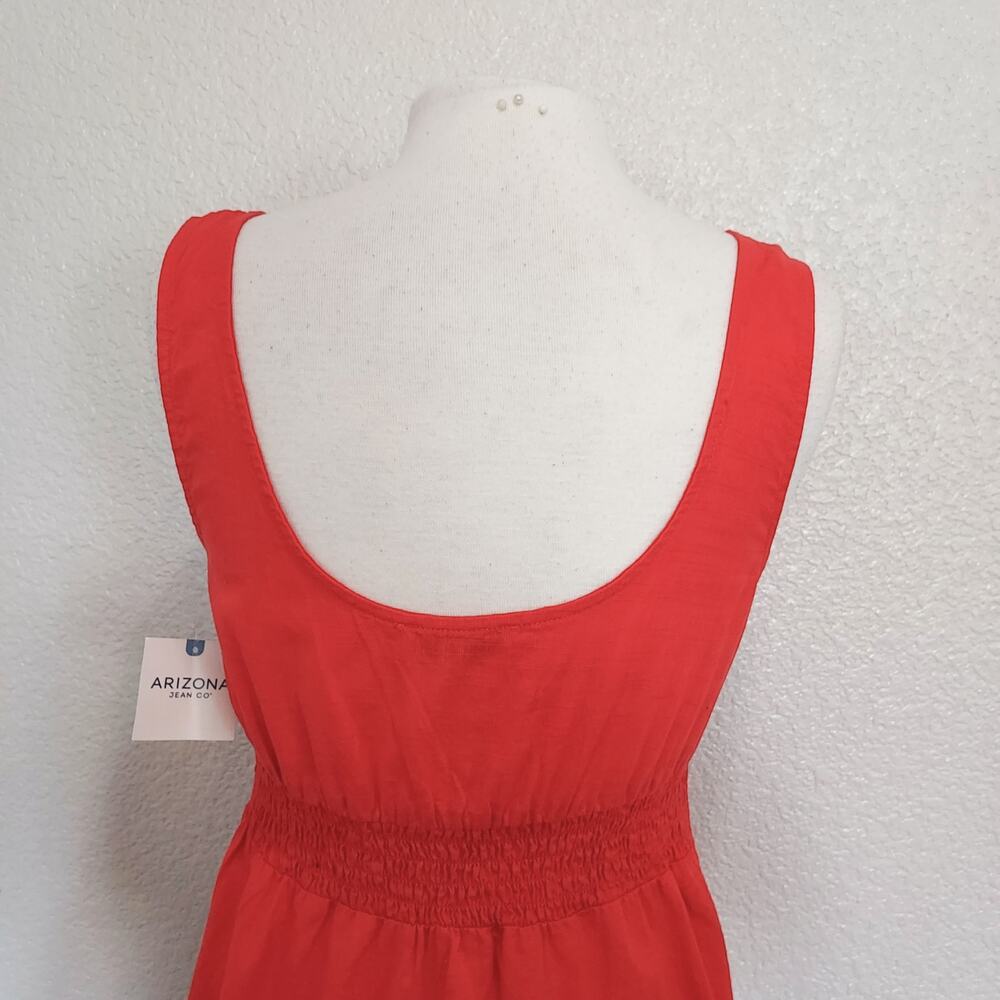 NEW Arizona Red Orange Sleeveless Tiered Knee Length Dress Size L - Picture 11 of 15